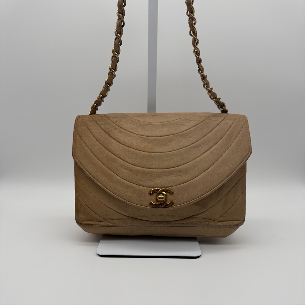 Chanel Tan Quilted Leather Shoulder Bag